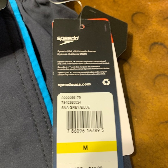 SPEEDO Board Shorts Men's L Blue Loose Fit UPF 50+ Pockets Drawstring Swim - Picture 2 of 7